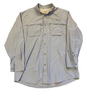 LL Bean Tropicwear Fishing Shirt Mens XLT Light Blue Long Sleeve Vented 90s Y2K